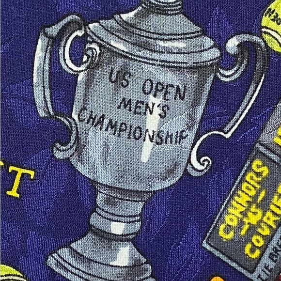 Vintage Nicole Miller Silk Scarf 42" US Open Tennis Collectible 1992 Rare - Picture 5 of 16